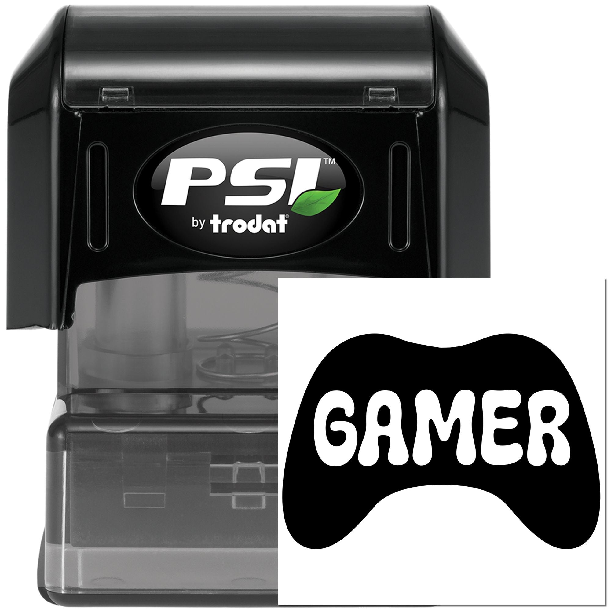 PSI by Trodat self-inking gamer rubber stamp with custom game controller design