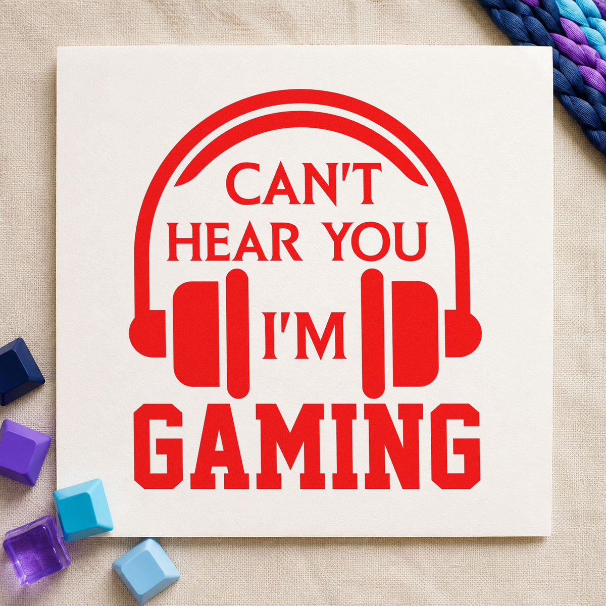 Cannot Hear You Gaming Slim Pre-Inked Stamp in use 8