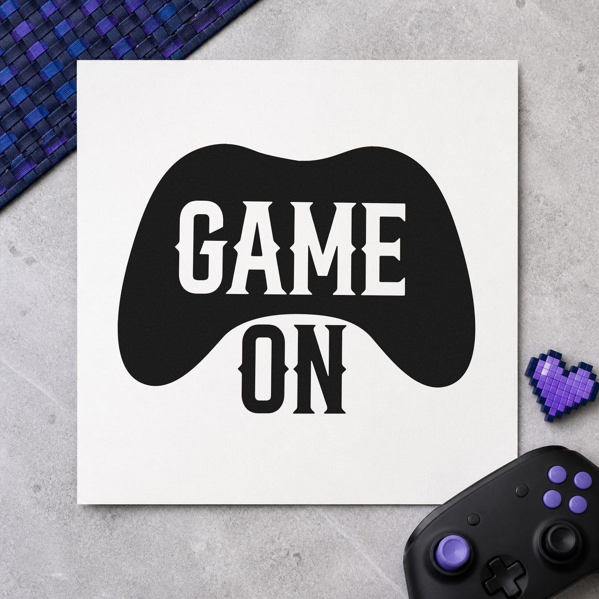 Game On Controller Silhouette rubber stamp printed in black ink, ready for controller shape cards and similar paper crafts.