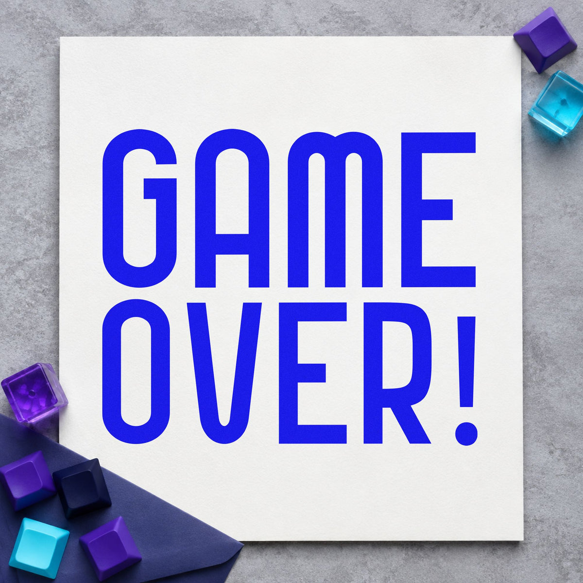 Game Over Tall Lettering Rubber Stamp – Duo Hand in use 5