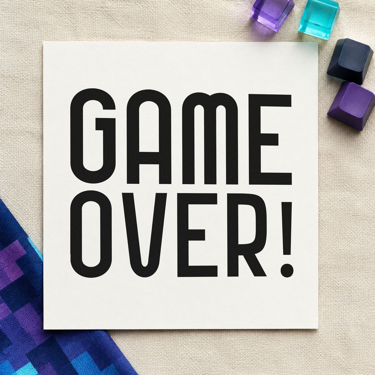 Game Over Tall Lettering Rubber Stamp – Duo Hand in use 9
