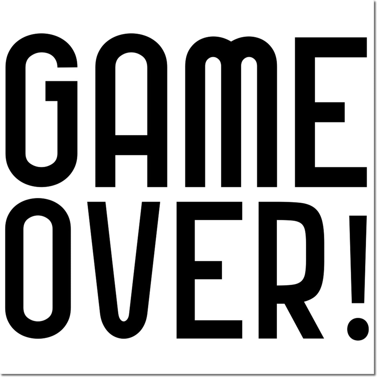 Game Over! bold black rubber stamp design for gaming projects, custom stamps, and scrapbook crafts.