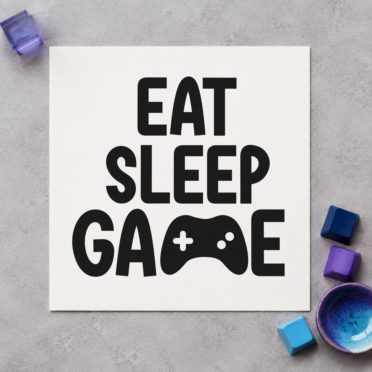 Eat Sleep Game Controller Self-Inking Stamp in use 3