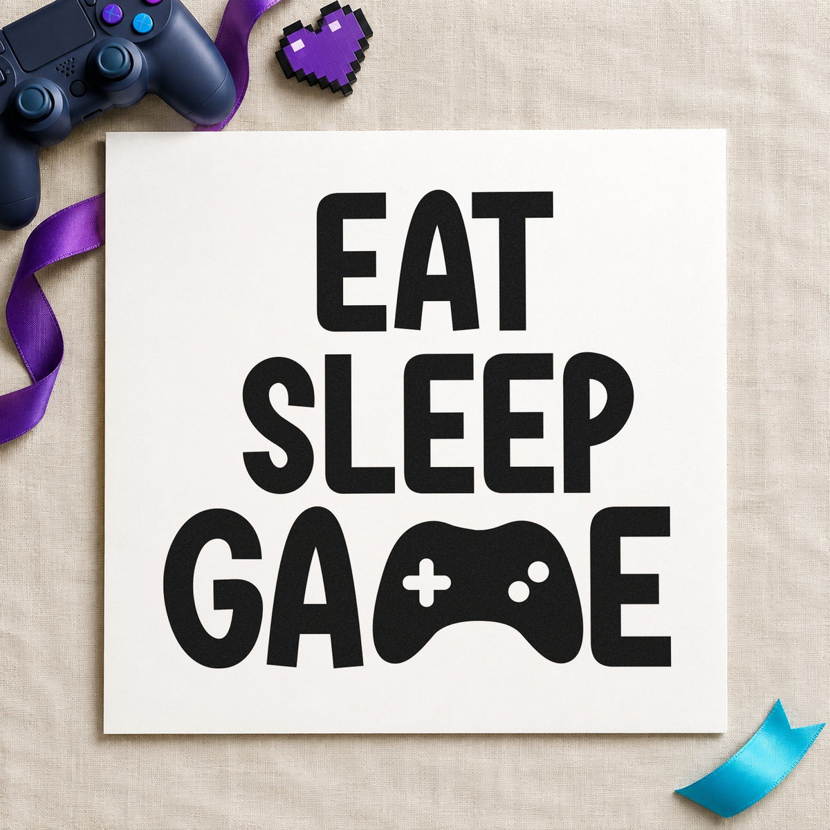 Eat Sleep Game Controller Self-Inking Stamp in use 4