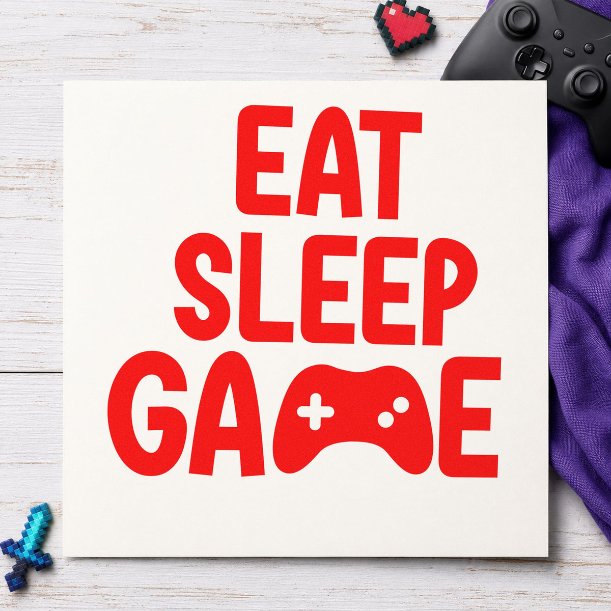 Eat Sleep Game Controller Self-Inking Stamp in use 7