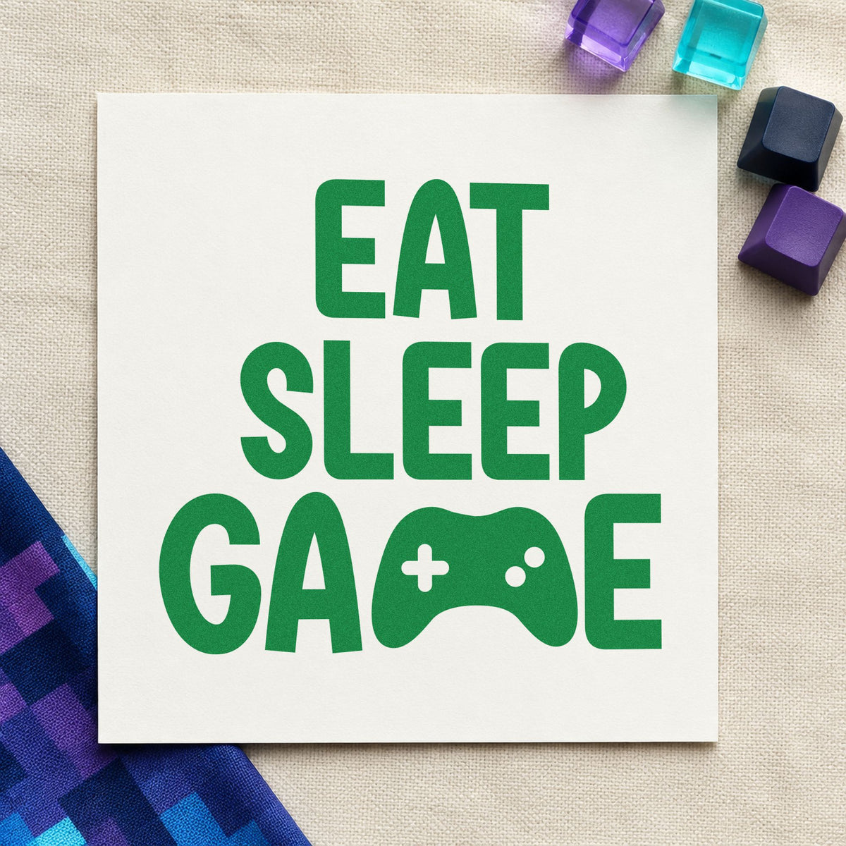 Eat Sleep Game Controller Self-Inking Stamp in use 8