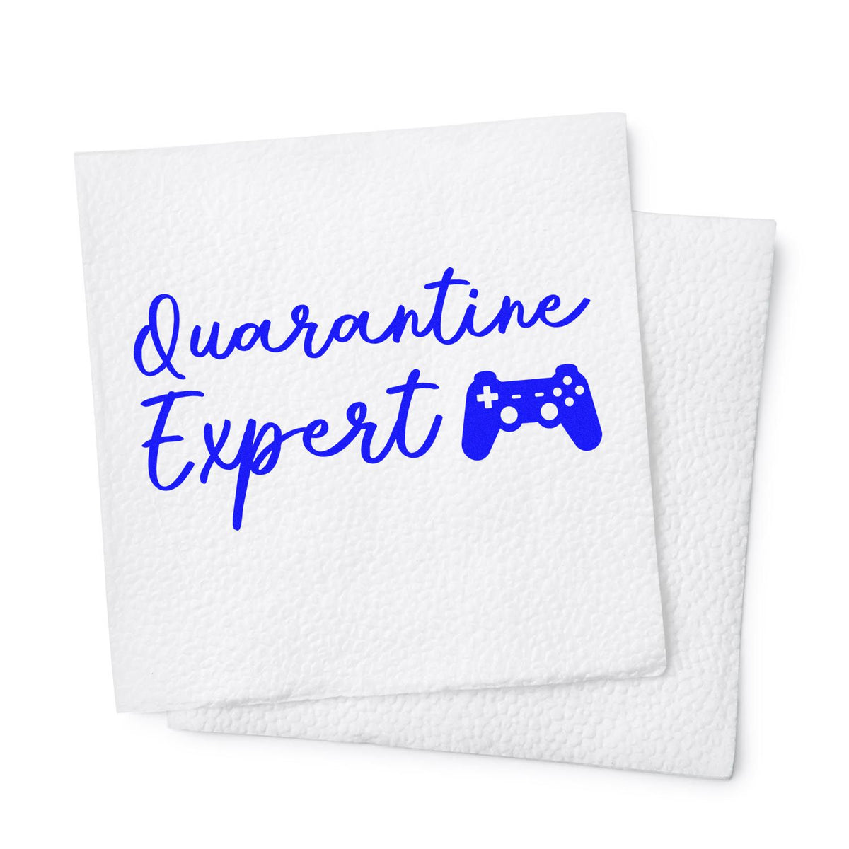 Quarantine Expert Gaming Controller rubber stamp shown in blue ink, stamped for projects such as online night album page.