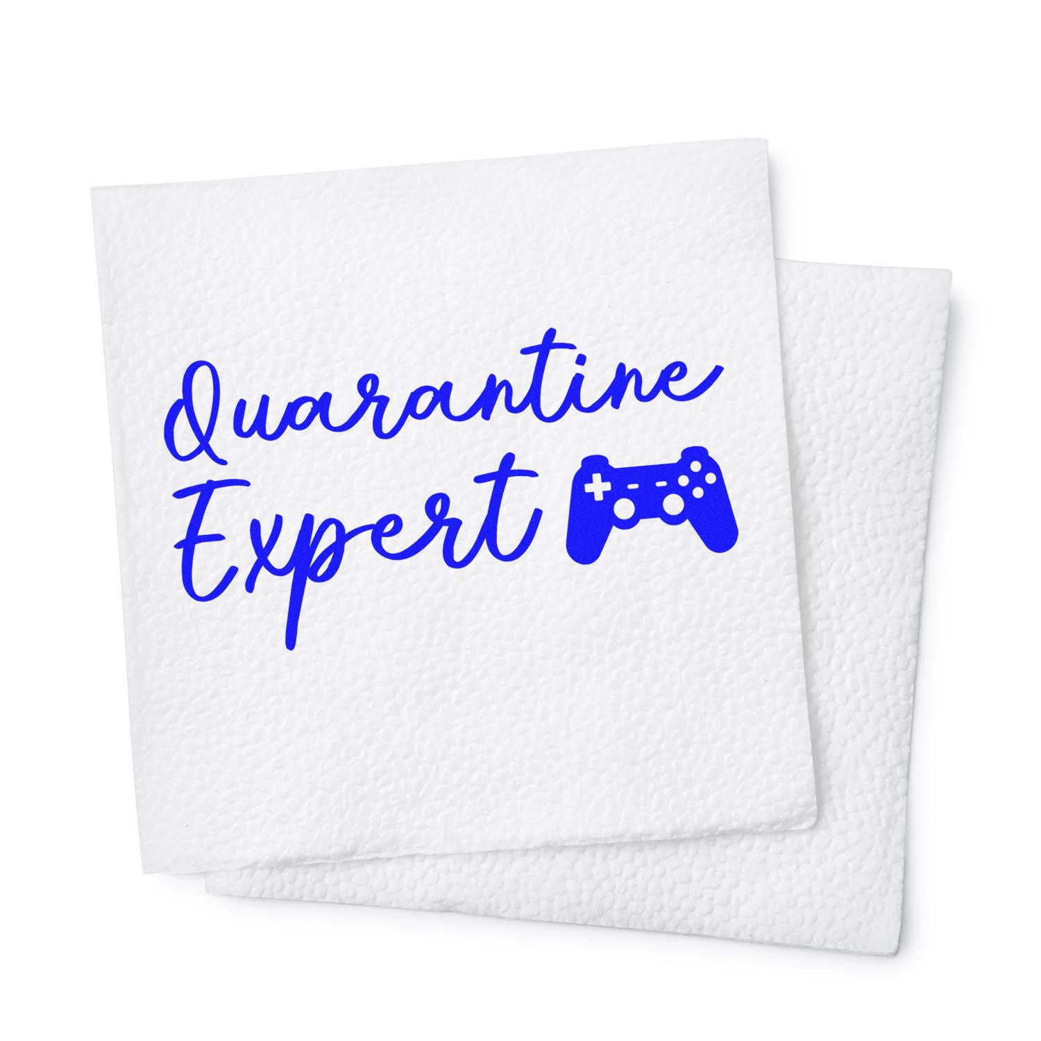 Quarantine Expert rubber stamp design with game controller, ideal for custom crafts, journaling, and handmade labels.