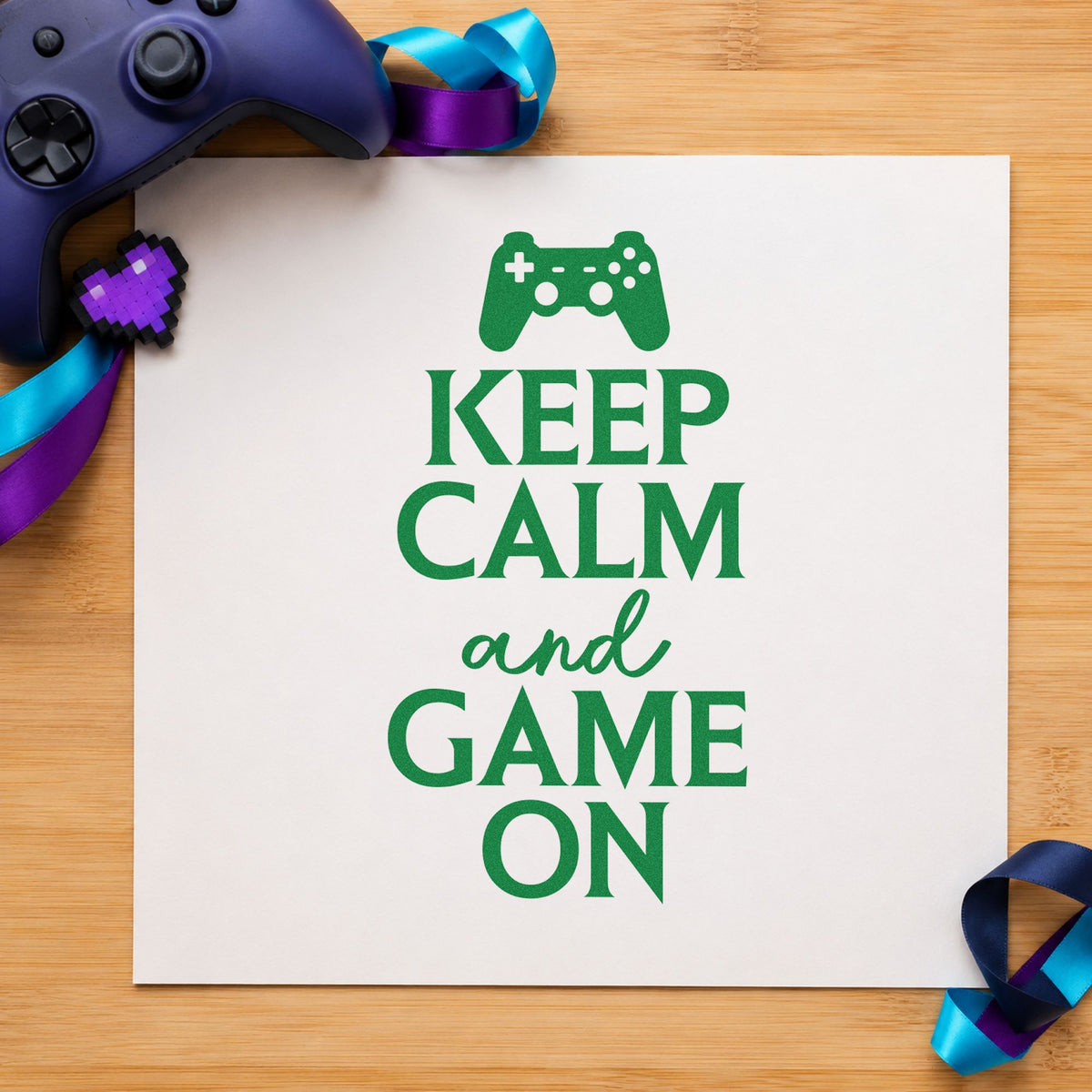 Keep Calm Game On Compact Pre-Inked Stamp – Slim in use 8