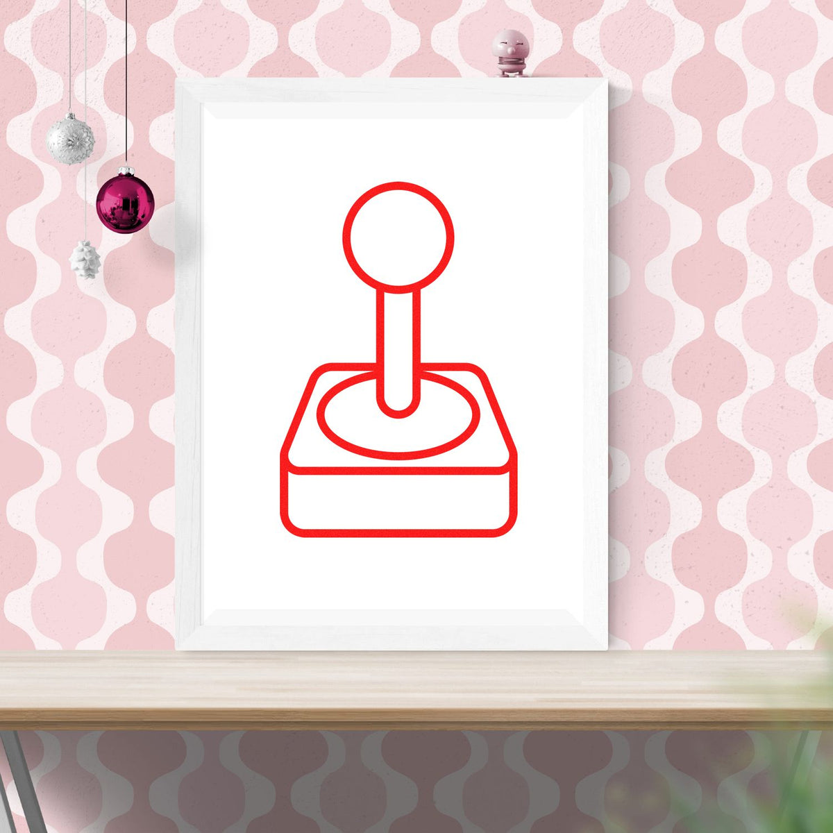 Custom rubber stamp icon displayed on framed wall art, ideal for branding, office stationery, and personalized stamp design.