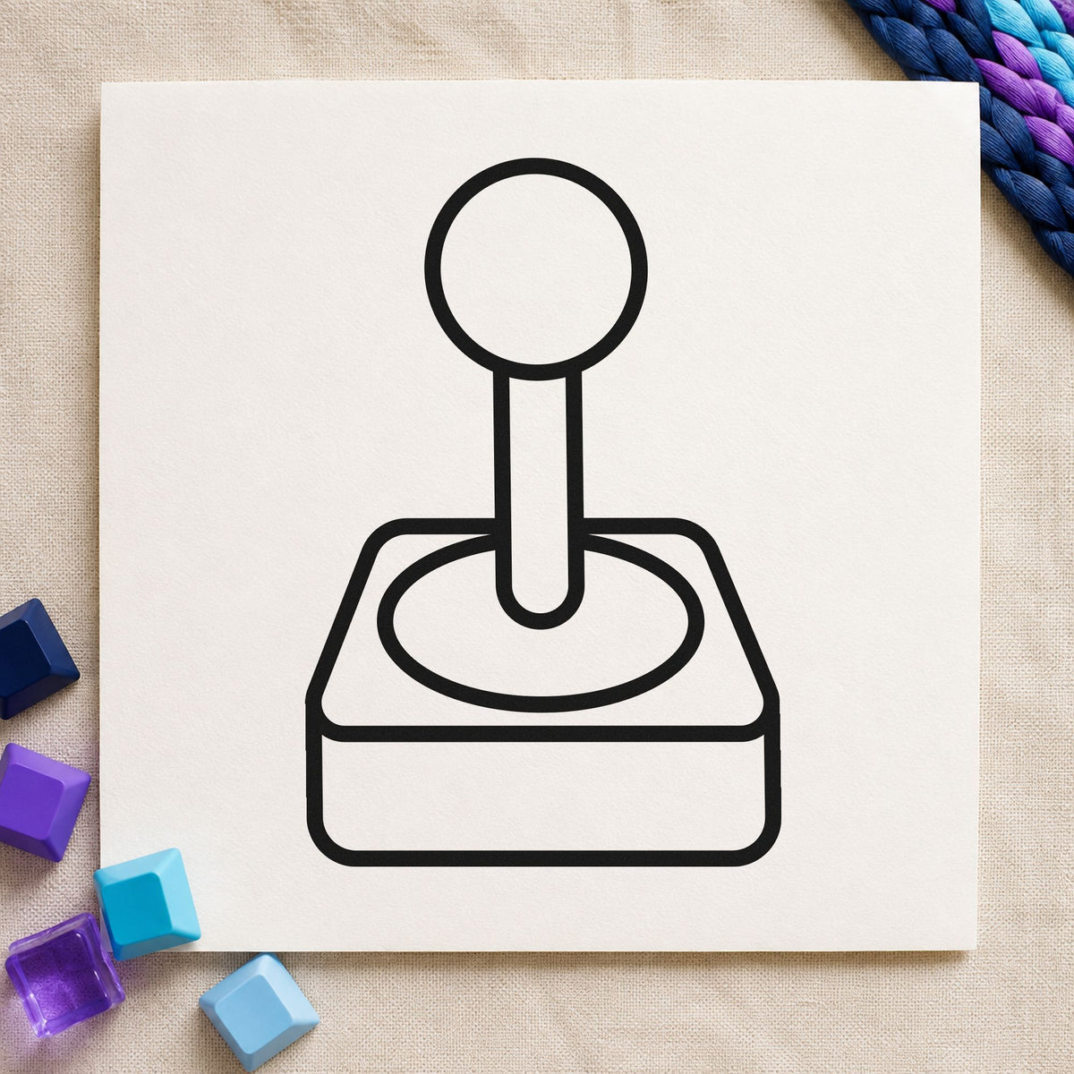 Retro Joystick Outline Graphic rubber stamp printed in black ink, ready for outlined joystick cards and similar paper crafts.