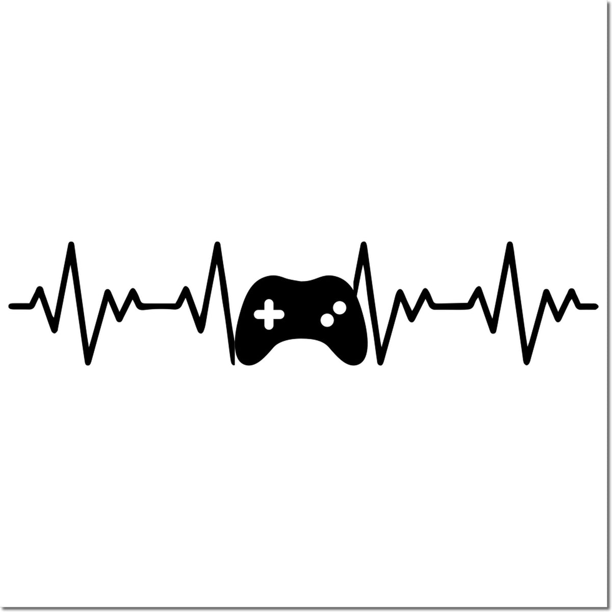 Gaming heartbeat rubber stamp design with game controller icon for gamer-themed crafts, cards, and custom stamping.