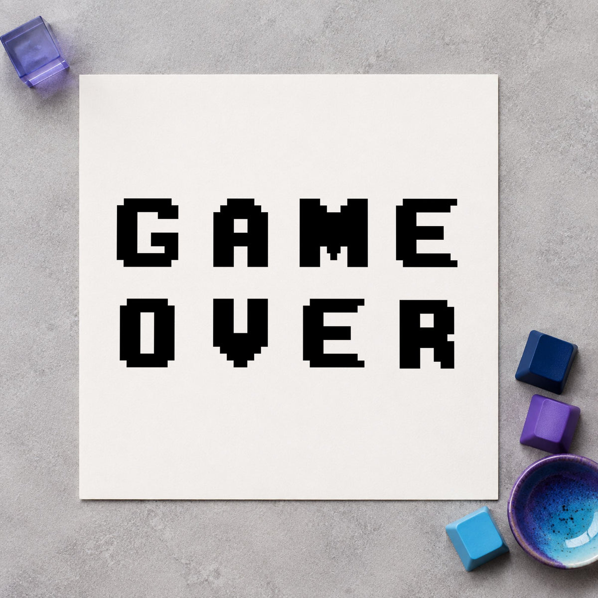 Game Over Pixel Lettering Stamp – PSI Pre-Inked in use 3