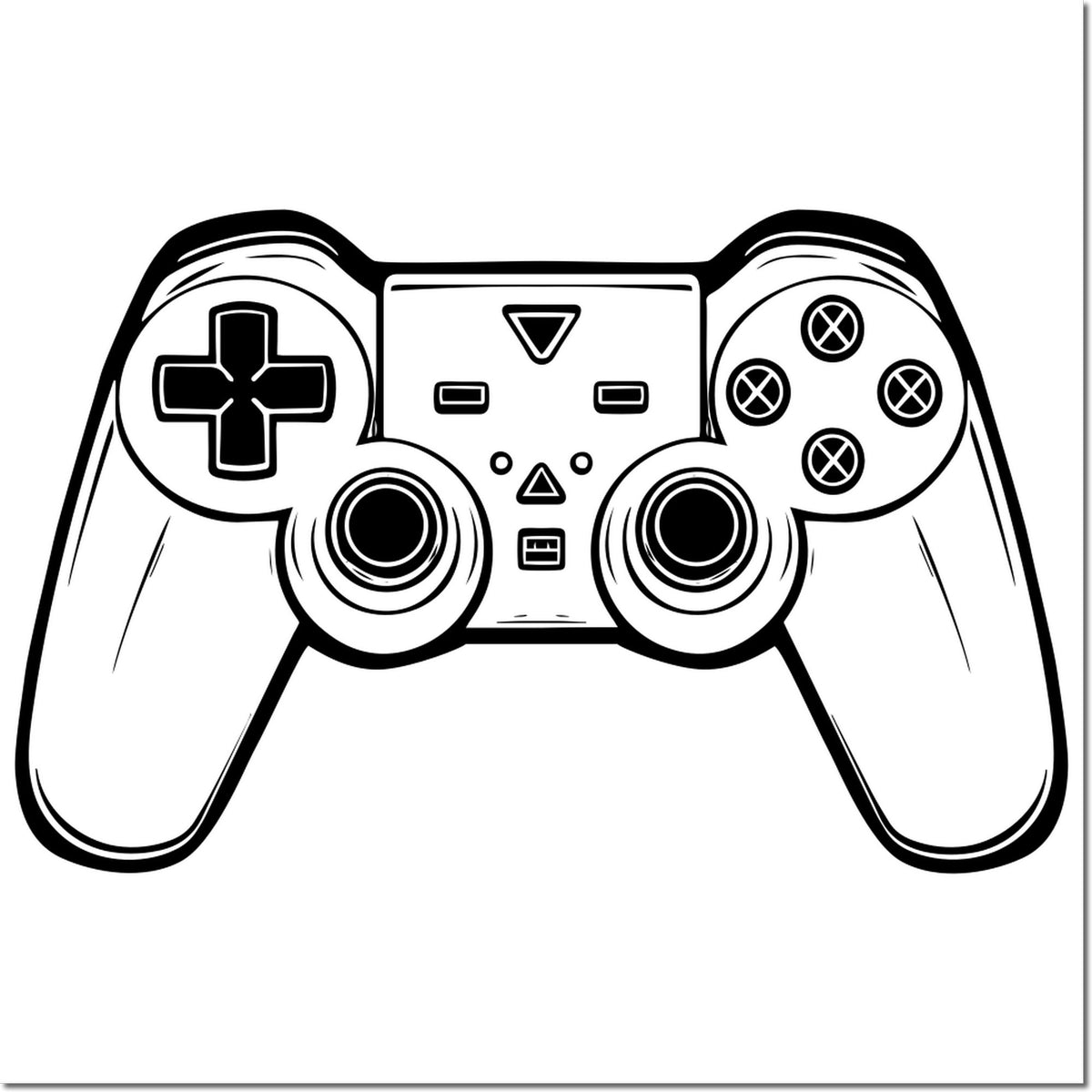 Video game controller rubber stamp design for gaming-themed crafts, invitations, and custom stationery.
