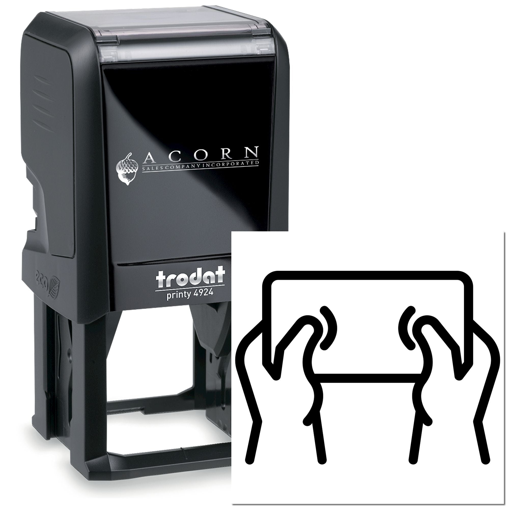 Custom Trodat Printy 4924 self-inking rubber stamp with Acorn Sales Company logo for professional business marking.