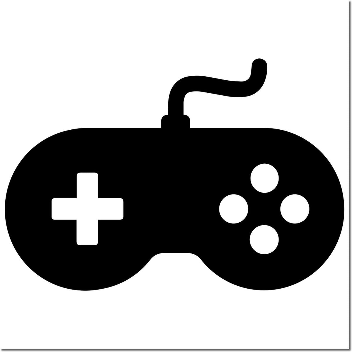 Game controller rubber stamp icon with plus button and four action buttons for gaming-themed crafts and packaging.