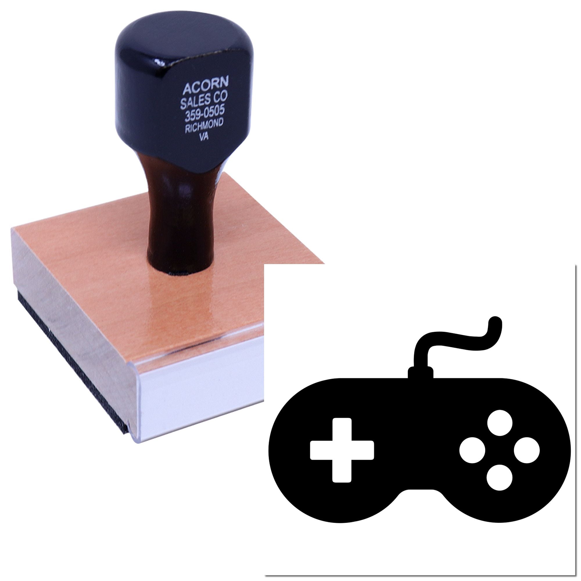 Custom rubber address stamp for business use with name, phone number, and Richmond, VA imprint.