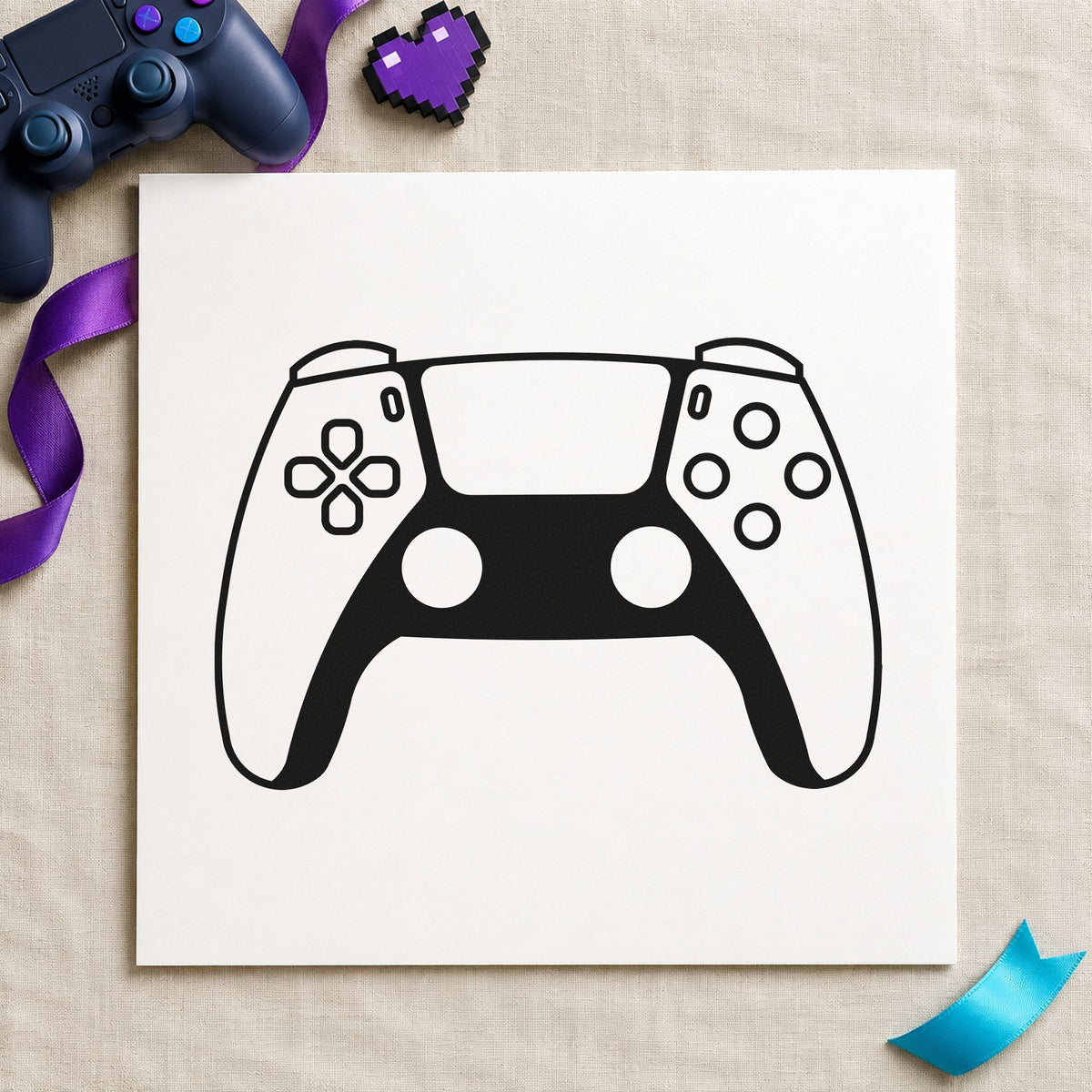 Modern Two Tone Controller rubber stamp printed in black ink, ready for weekly plan sheet and similar paper crafts.
