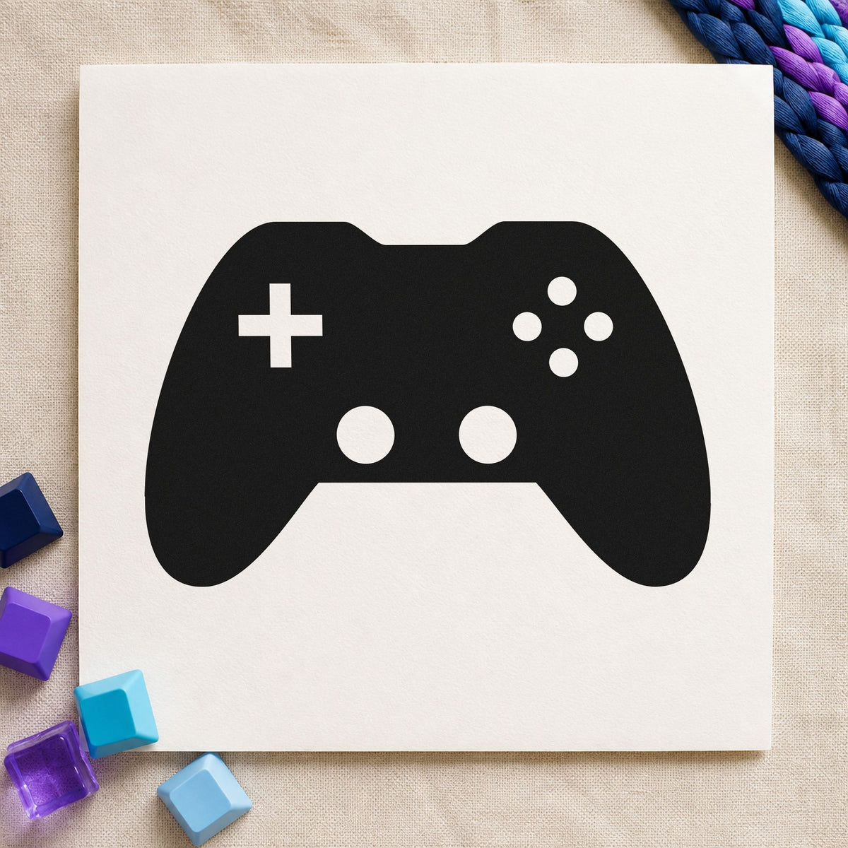 Solid Dual Stick Controller rubber stamp printed in black ink, ready for station setup sheet and similar paper crafts.
