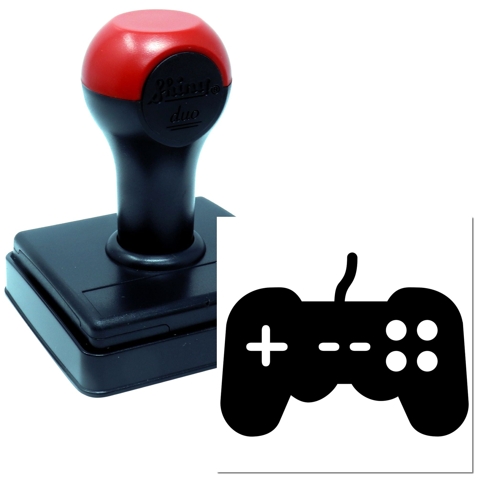 Custom rubber stamp with video game controller icon for gaming-themed crafts, labels, or branding.