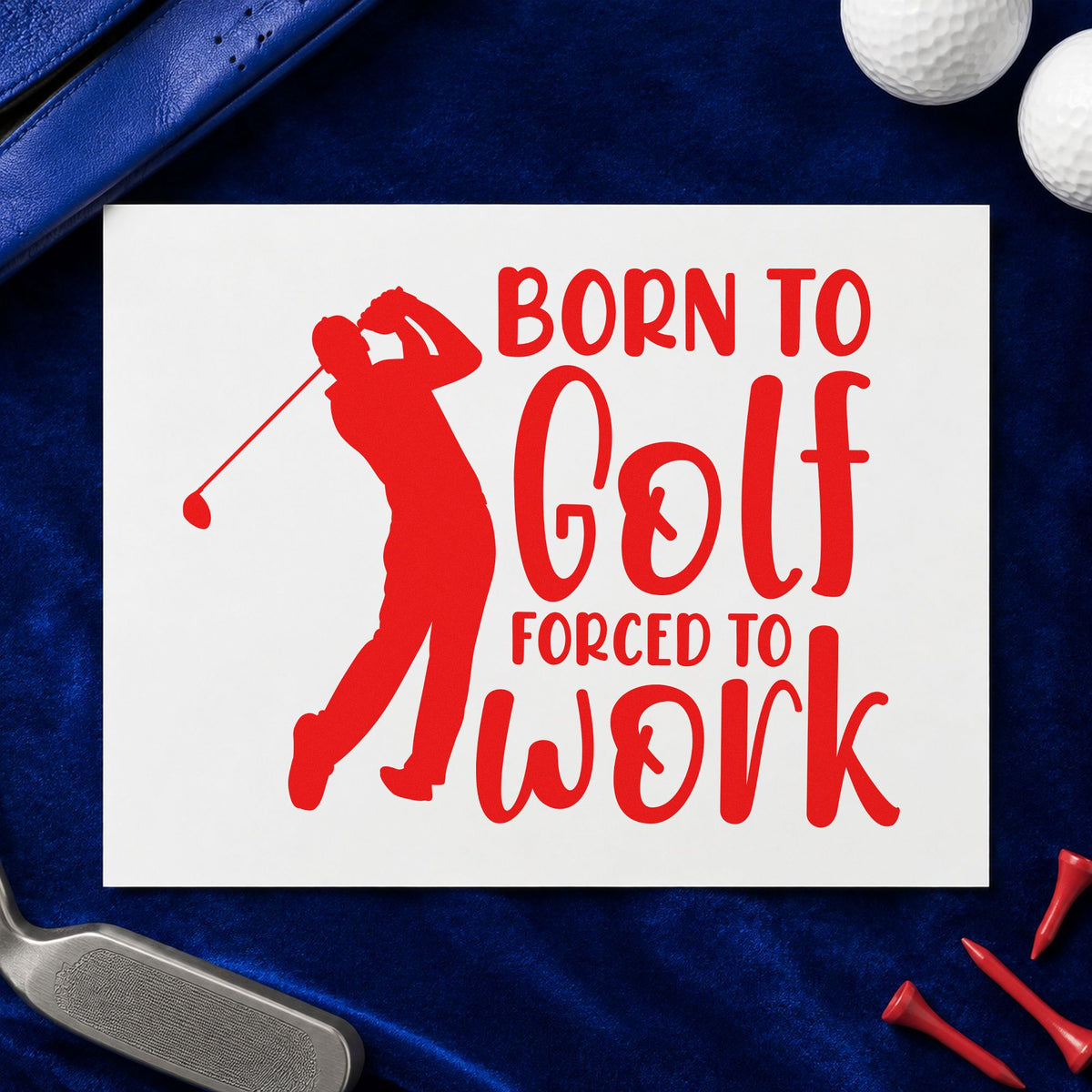 Born To Golf Forced To Work Rubber Stamp – Wood Handle in use 8