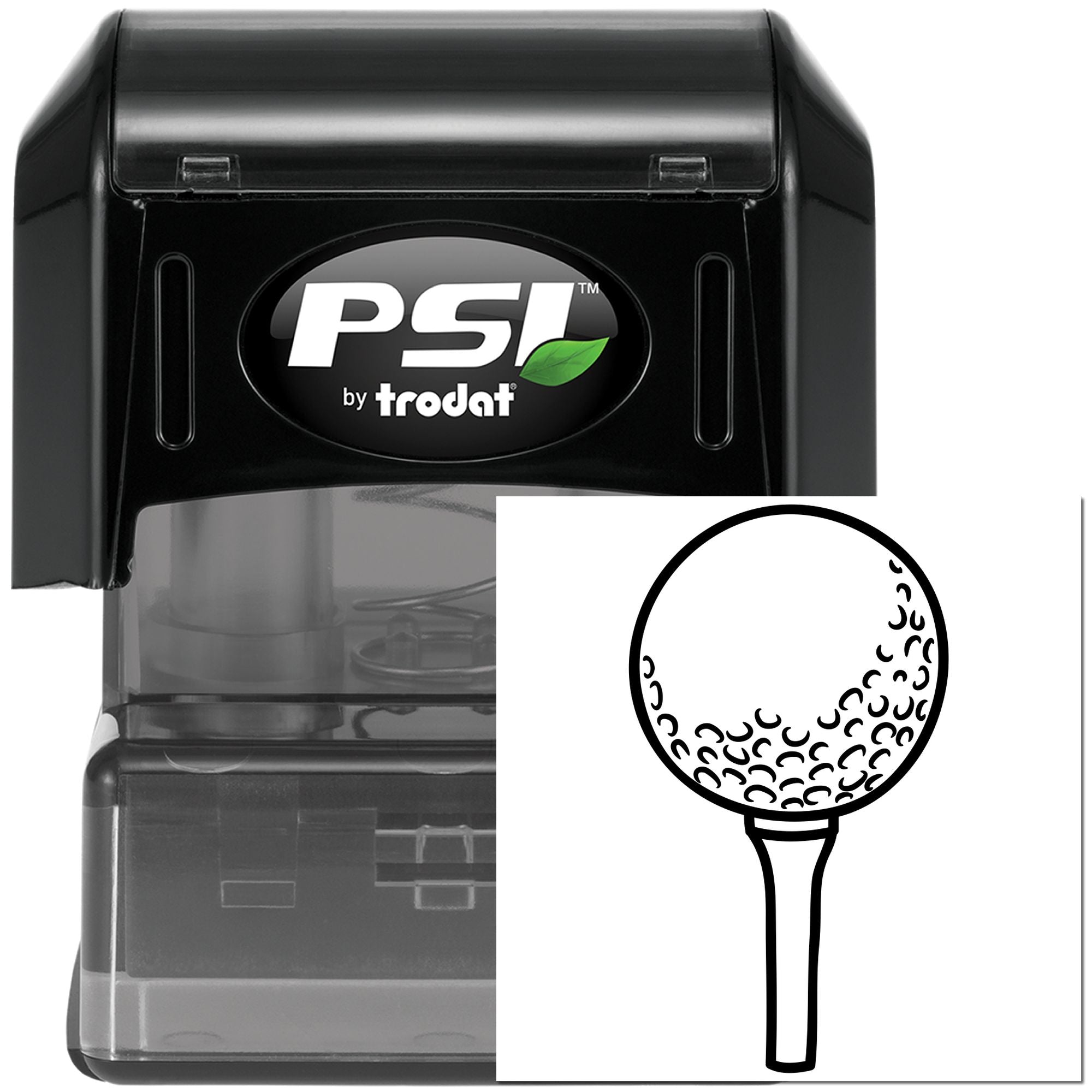 PSI by Trodat self-inking rubber stamp with golf ball design for custom golf club and sports marking