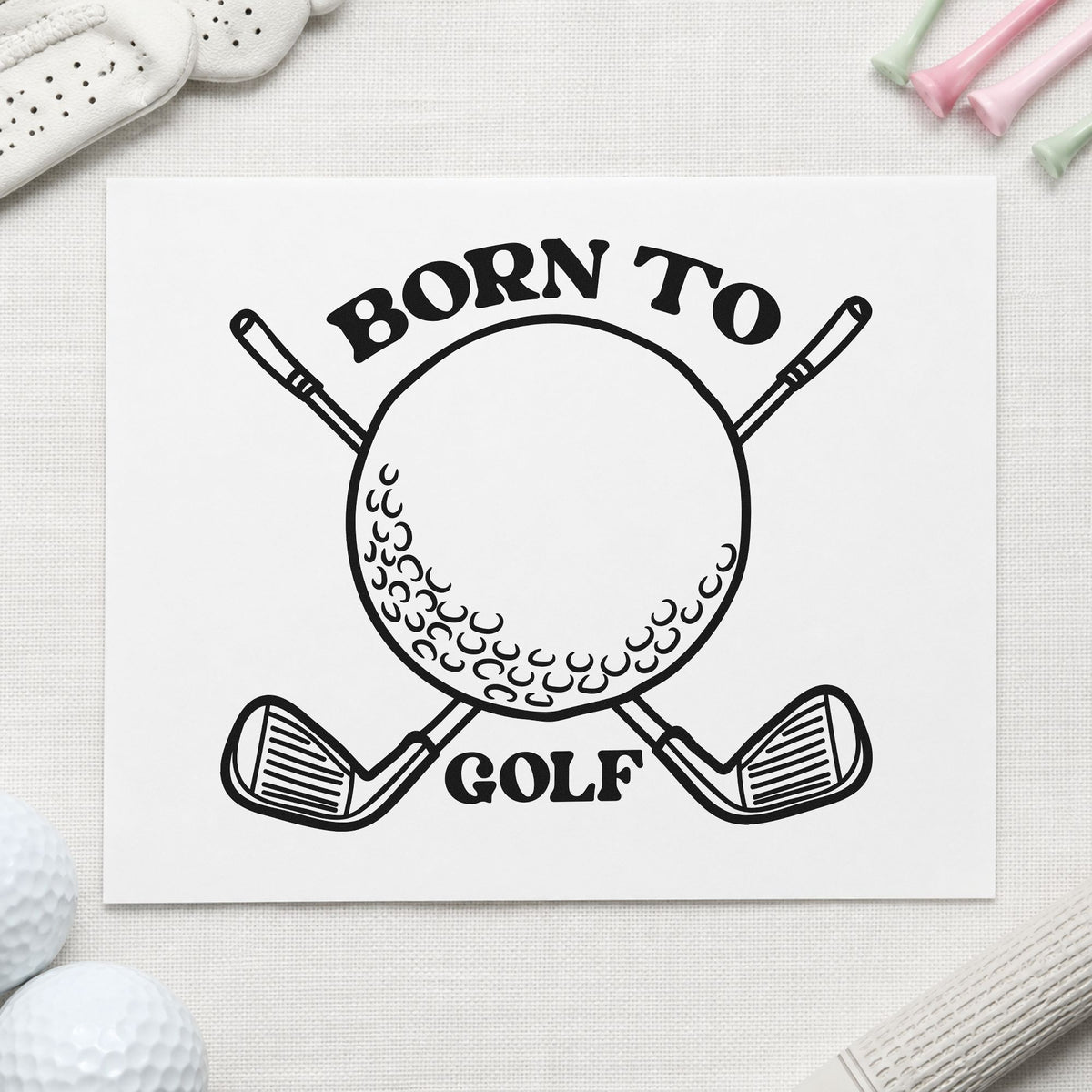 Born To Golf Clubs Pre-Inked Stamp – Slim in use 4