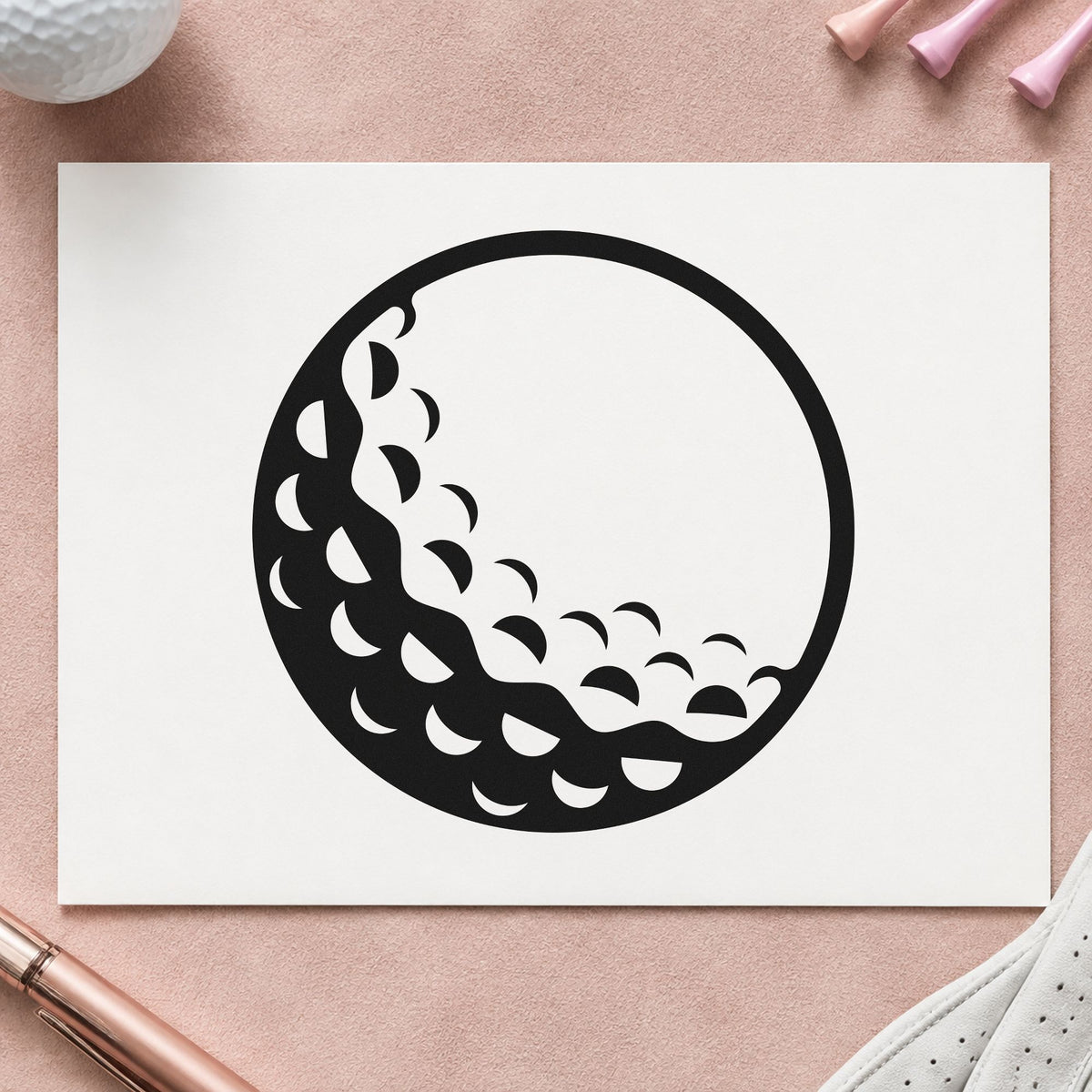Large Shaded Golf Ball rubber stamp printed in black ink, ready for shaded ball cards and similar paper crafts.