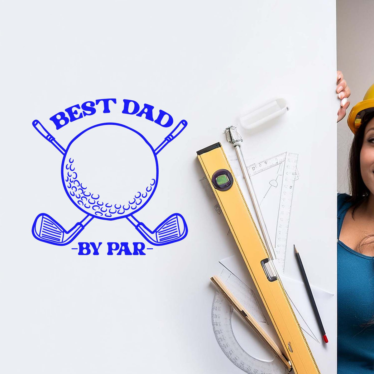 Custom Best Dad by Par golf rubber stamp design for Fathers Day cards, gifts, and scrapbooking.