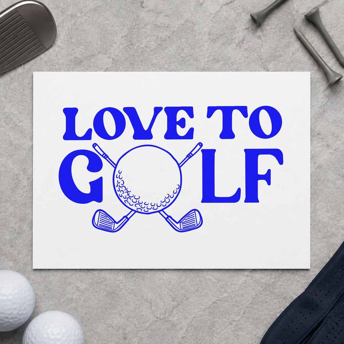 Love To Golf Ball And Clubs Rubber Stamp – Duo Hand in use 5