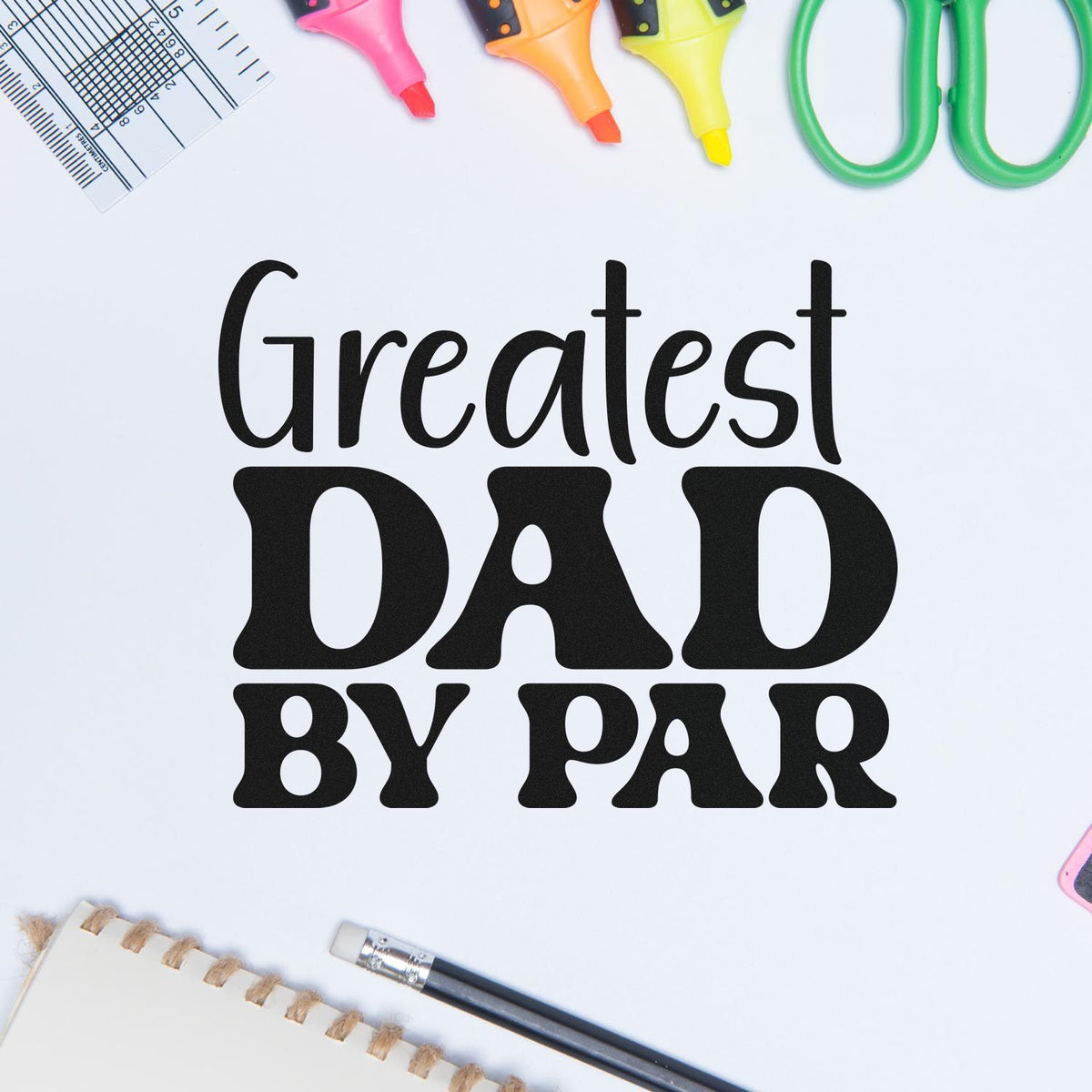 Greatest Dad by Far rubber stamp design for Father's Day cards, DIY crafts, and handmade gift projects.