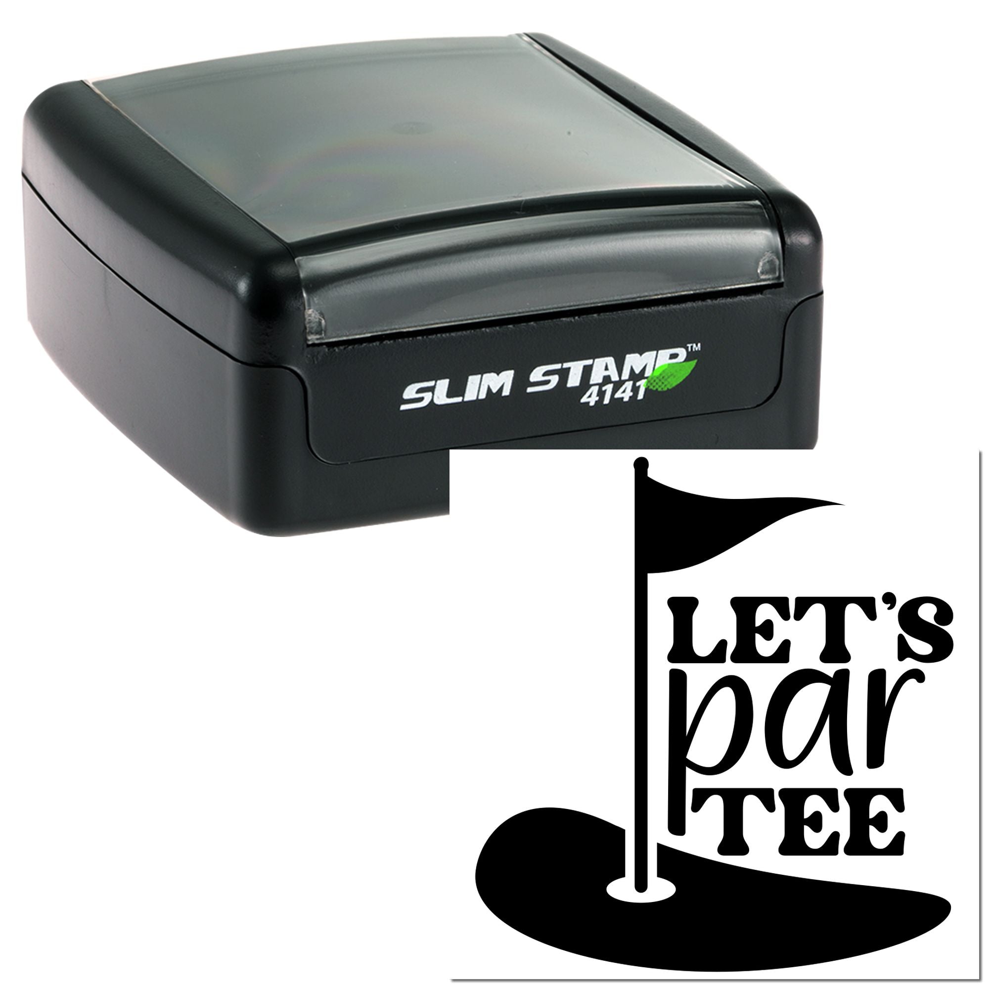 Custom self-inking Slim Stamp 4141 rubber stamp with golf-themed Lets ParTee design.