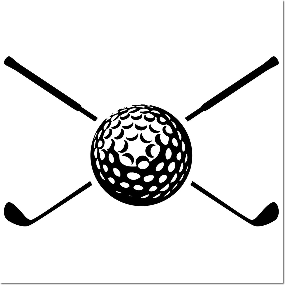 Golf crossed clubs rubber stamp design with golf ball emblem for sports clubs, tournaments, and custom branding.
