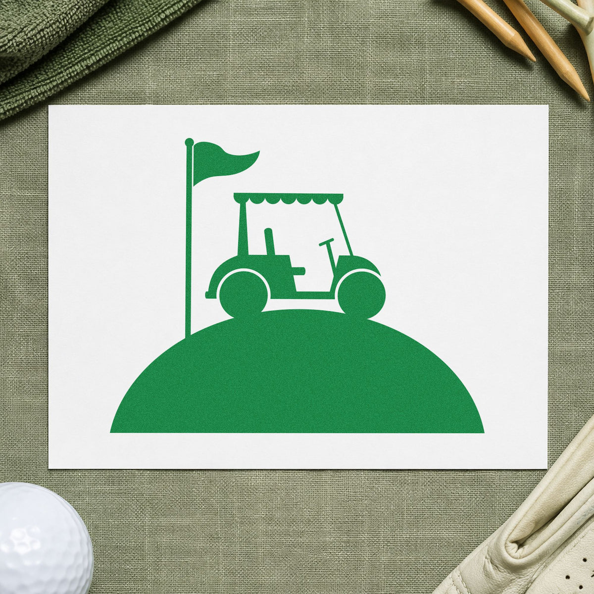 Golf Cart On A Hill By Flag Stamp – PSI Pre-Inked in use 10