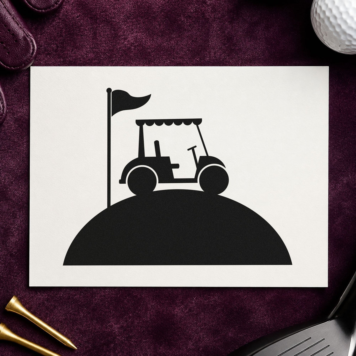 Golf Cart On A Hill By Flag Stamp – PSI Pre-Inked in use 3