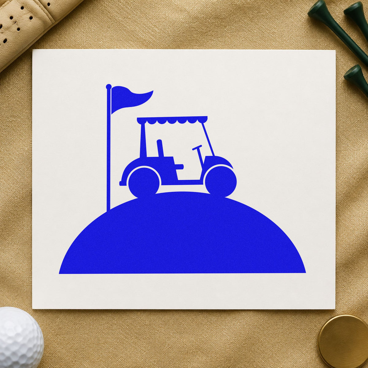 Golf Cart On A Hill By Flag Stamp – PSI Pre-Inked in use 5