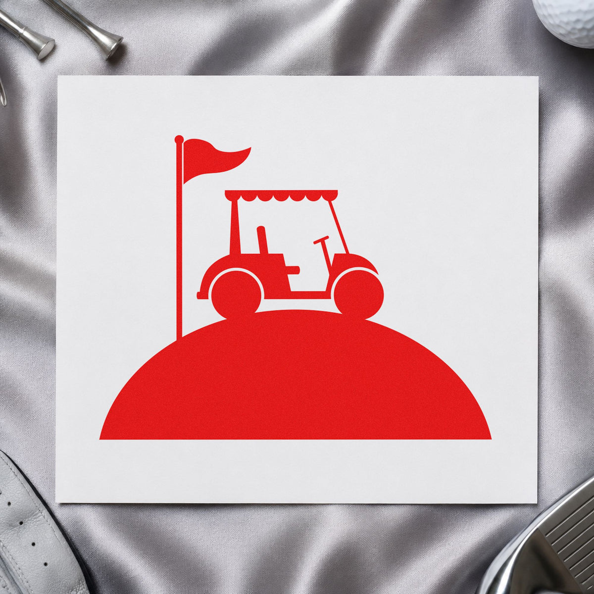 Golf Cart On A Hill By Flag Stamp – PSI Pre-Inked in use 7