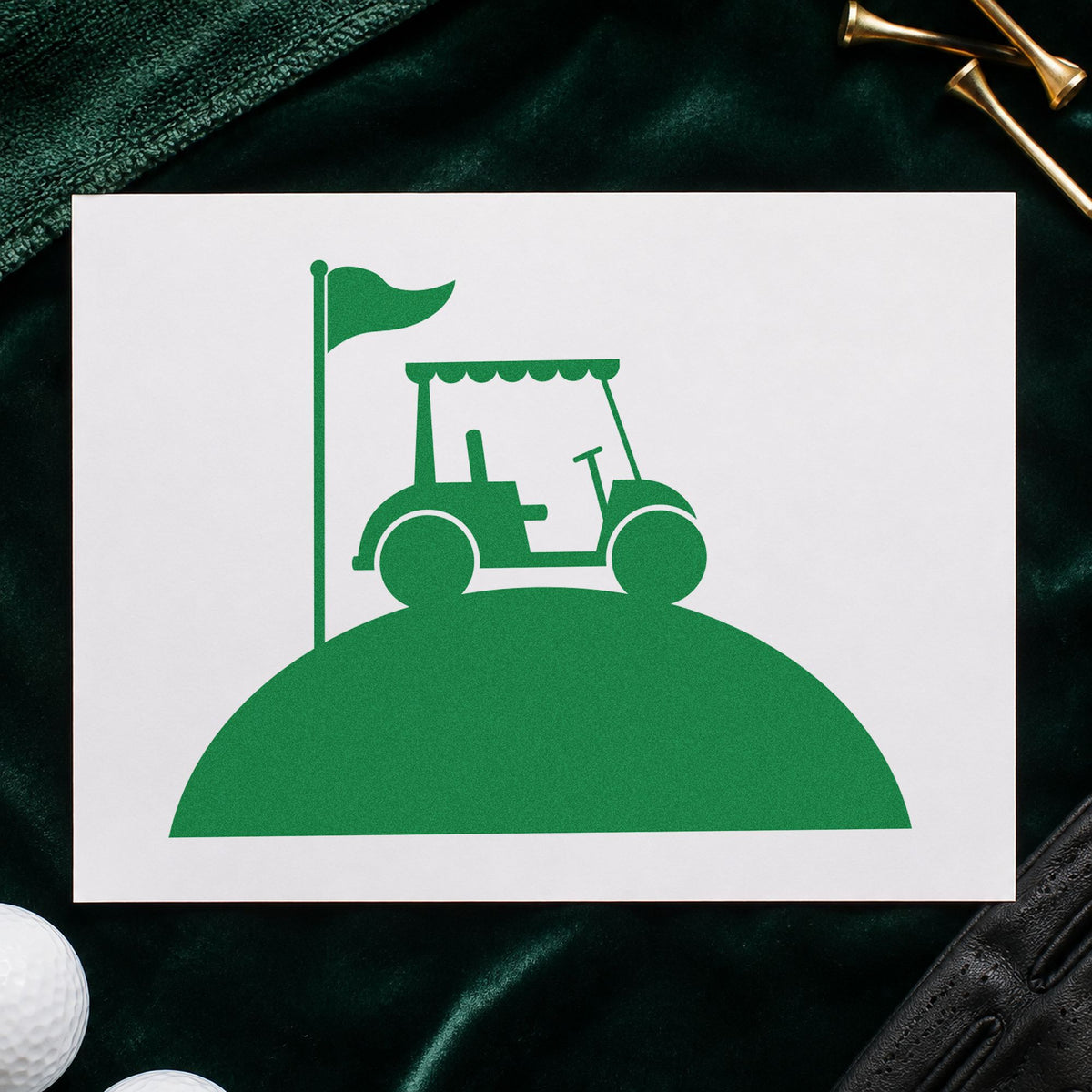 Golf Cart On A Hill By Flag Stamp – PSI Pre-Inked in use 8
