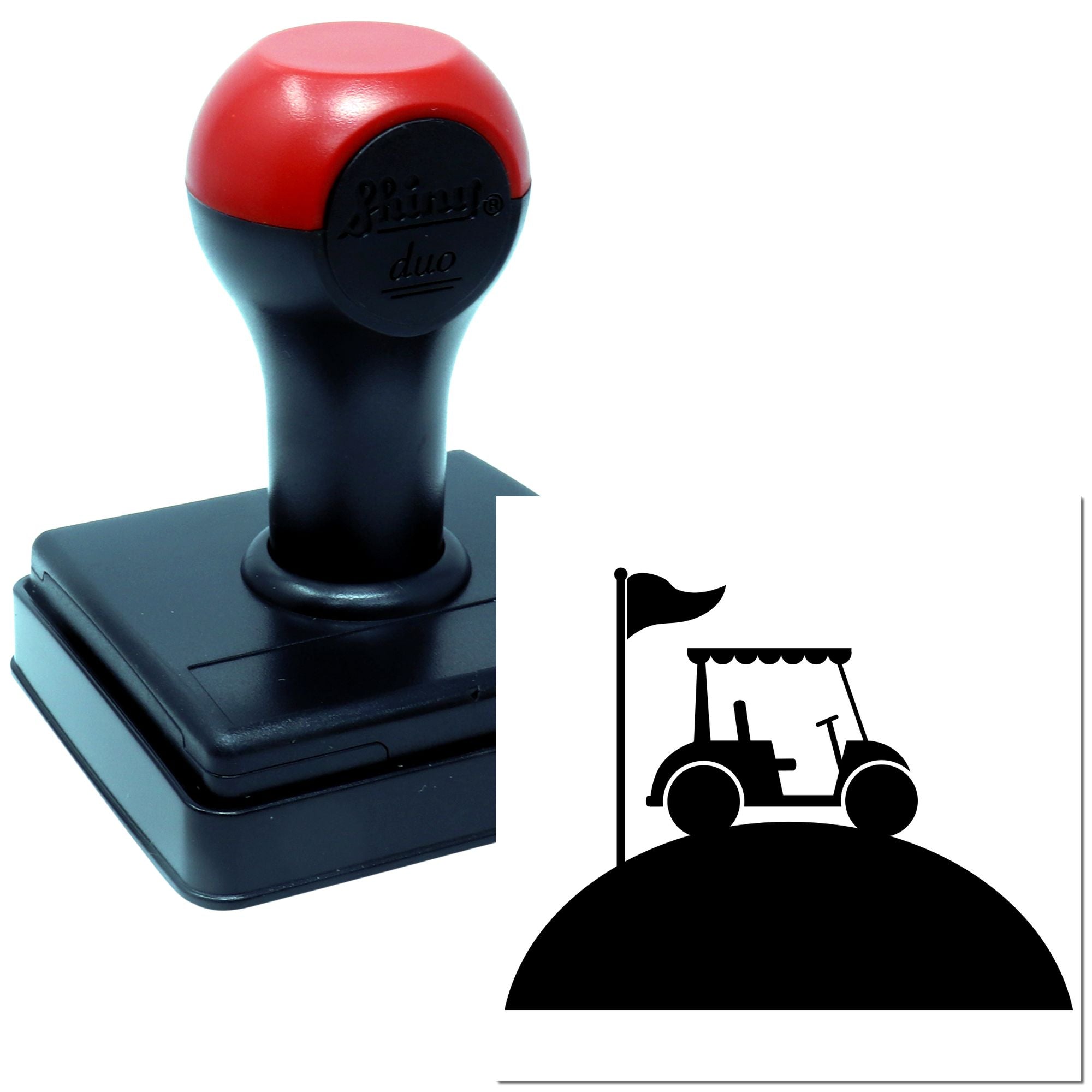 Self-inking rubber stamp with tractor logo for farm, agriculture, and business branding.