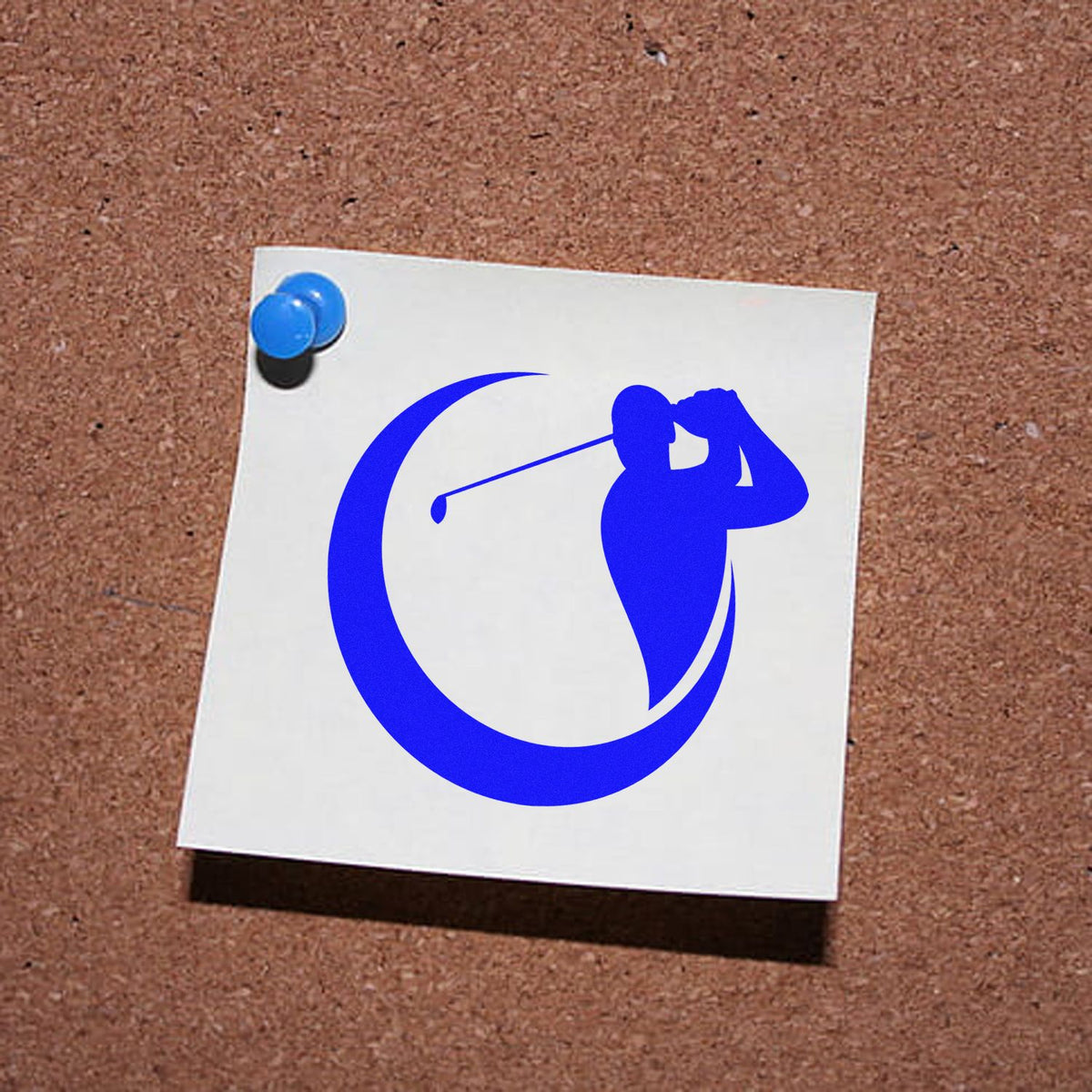 Custom golf rubber stamp design featuring a golfer silhouette logo, ideal for club branding and stationery.