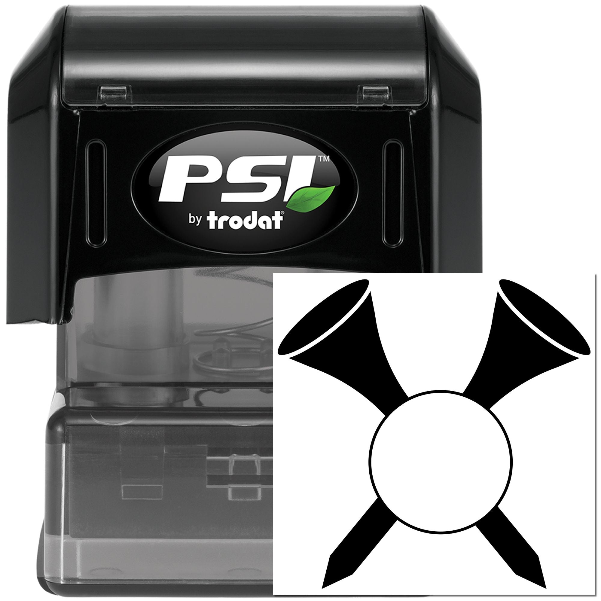 PSI by Trodat self-inking rubber stamp with custom logo, ideal for business branding and marking documents