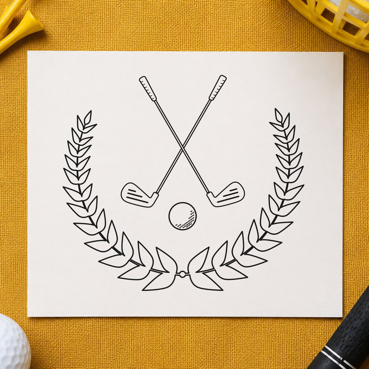 Golf Clubs In A Leaf Wreath Compact Pre-Inked Stamp – Slim in use 3