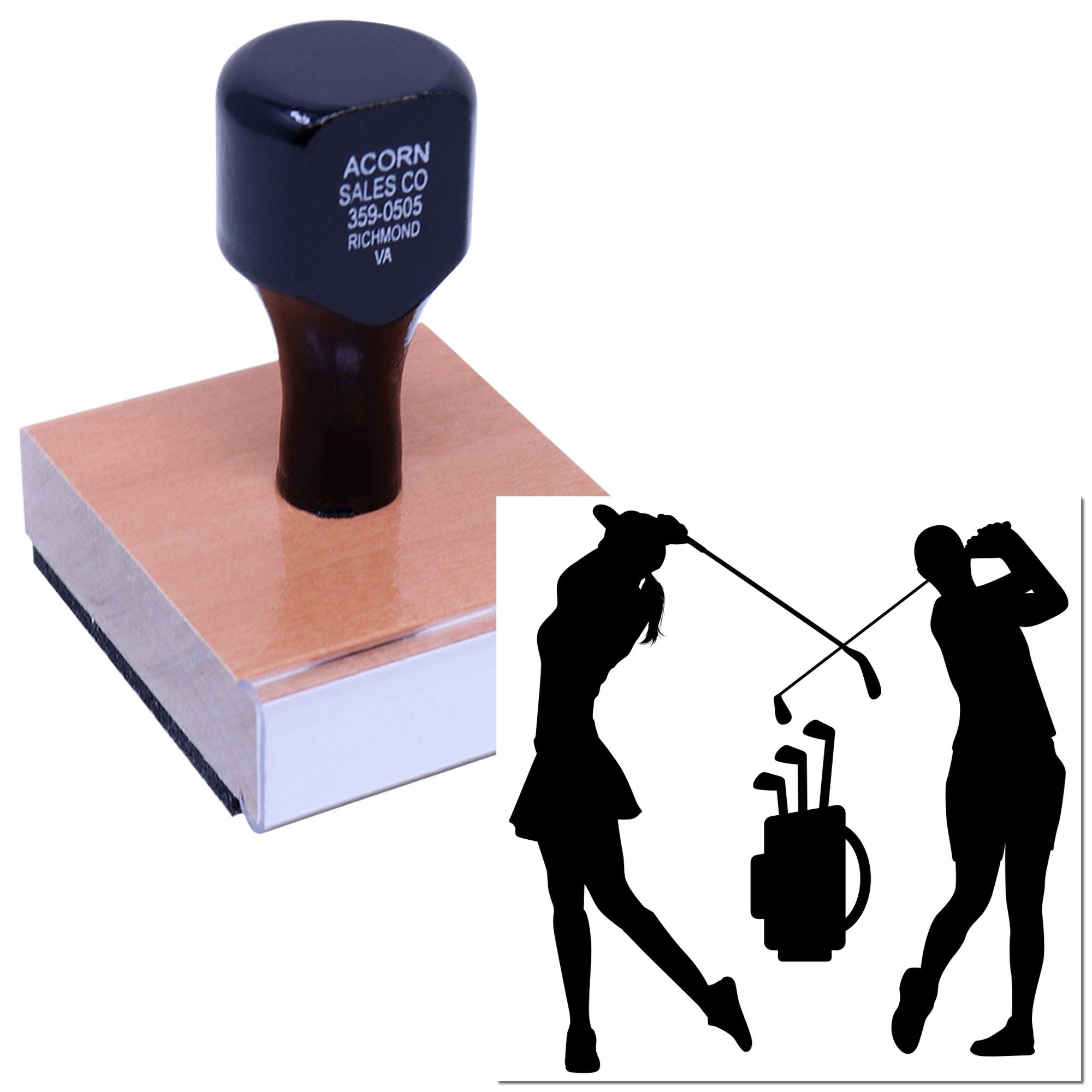Custom golf rubber stamp with business name imprint for clubs, events, and promotional stationery
