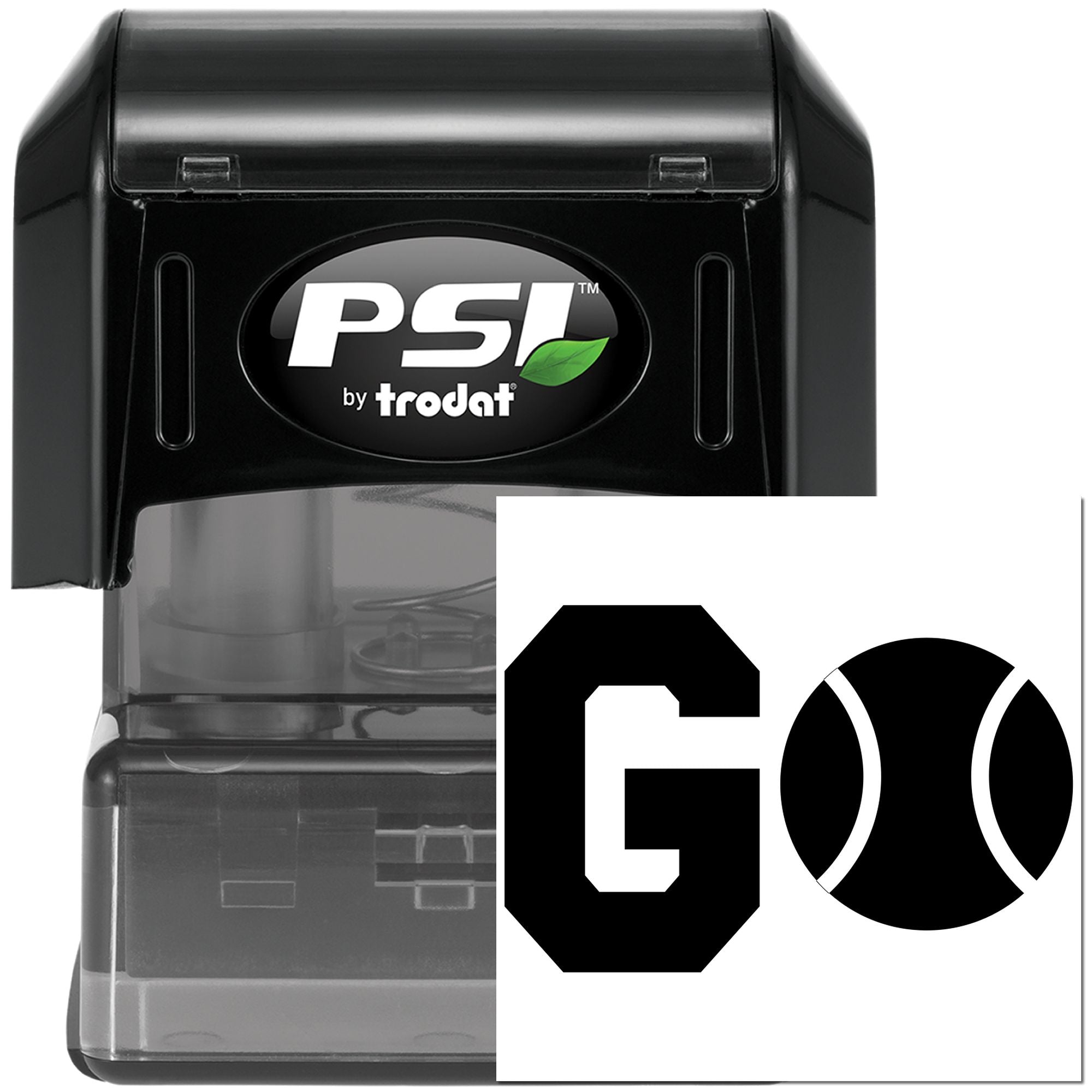PSI by Trodat self-inking custom rubber stamp with GO sports design