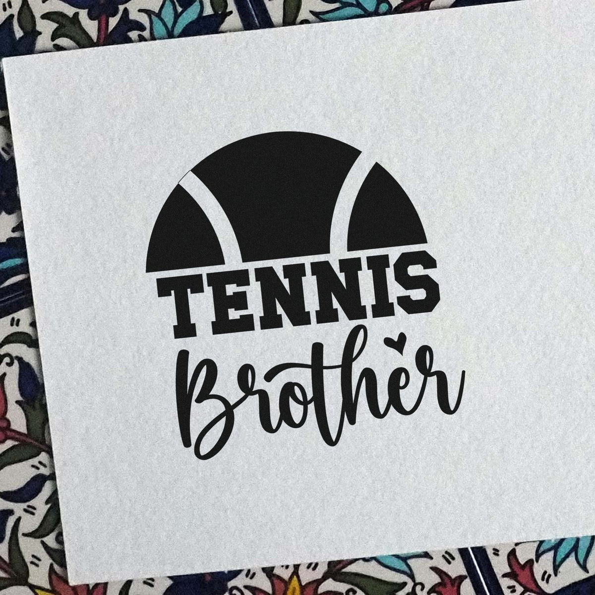 Tennis Brother rubber stamp design with tennis ball graphic, ideal for personalized sports crafts and gifts.