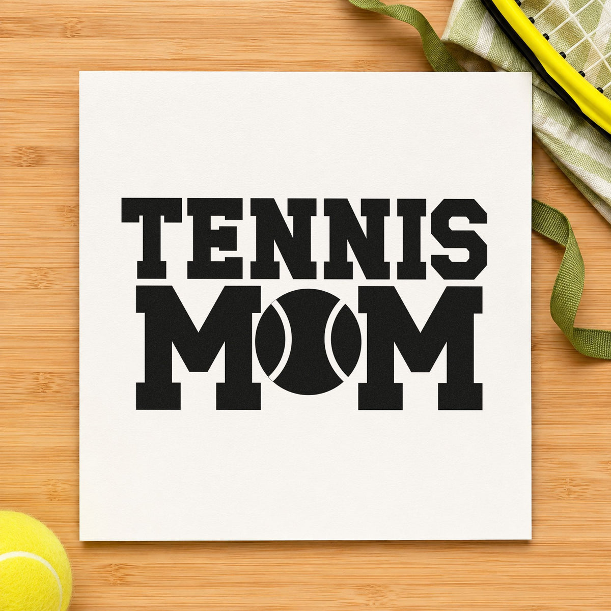 Tennis Mom Ball Typography Pre-Inked Stamp – PSI in use 3