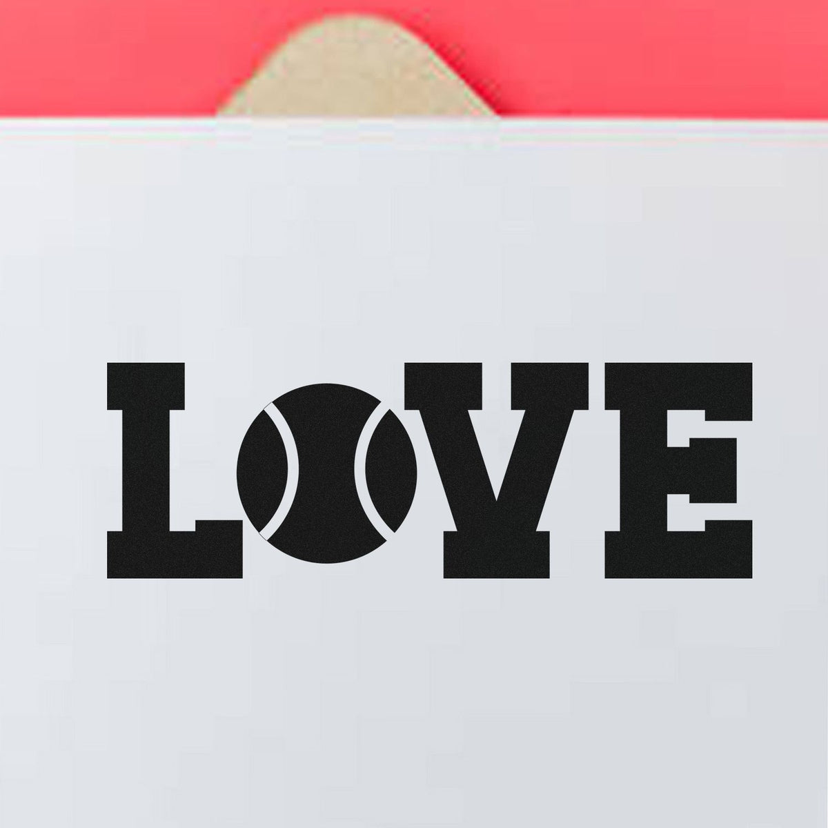 LOVE tennis ball rubber stamp imprint for sports-themed cards, stationery, and handmade crafts.