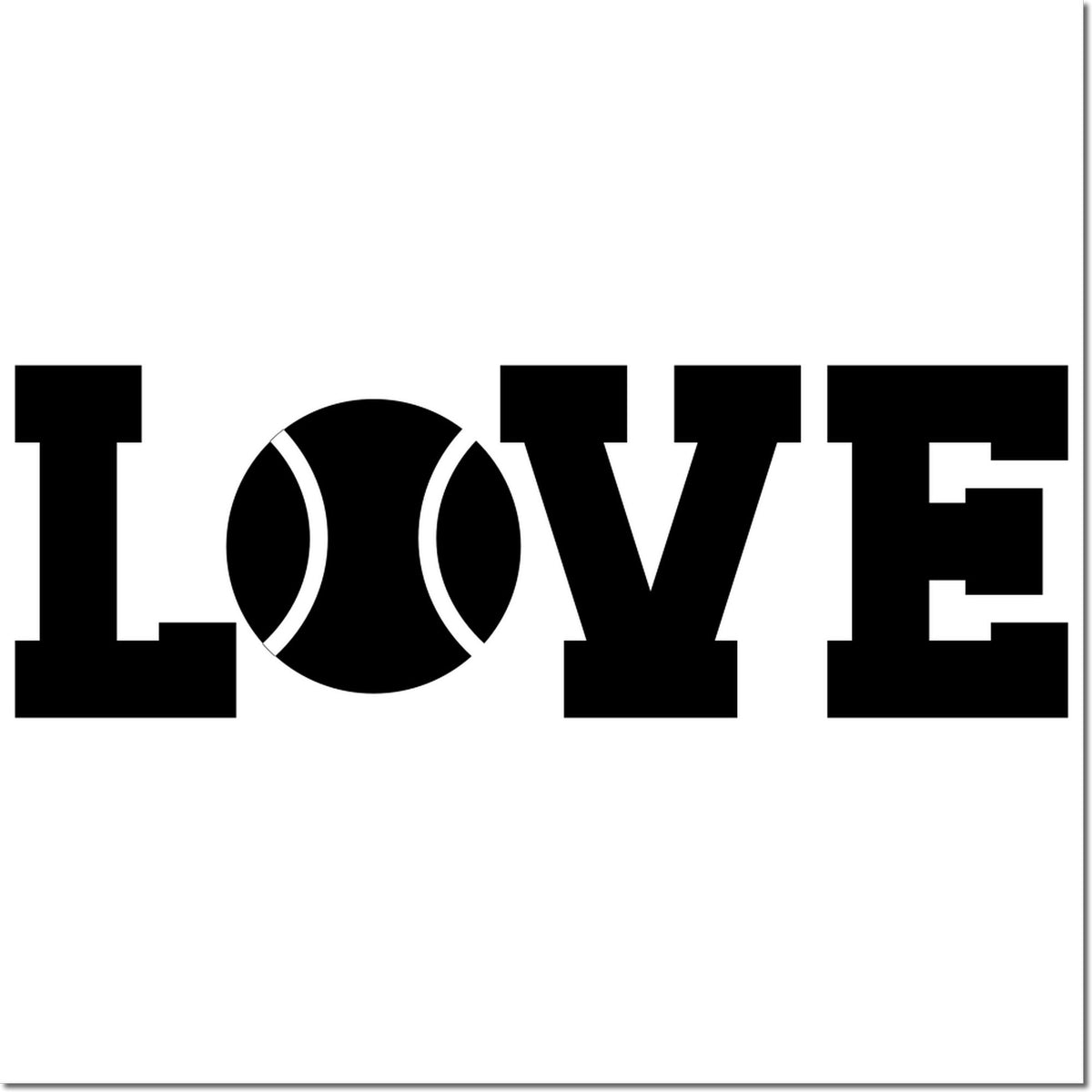 LOVE rubber stamp design with bold block letters and decorative O, perfect for Valentine, wedding, and craft projects.