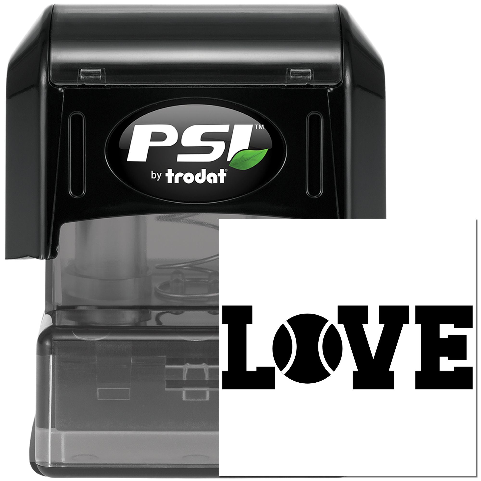 PSI by Trodat self-inking rubber stamp with LOVE design for personalized crafts, cards, and business use.