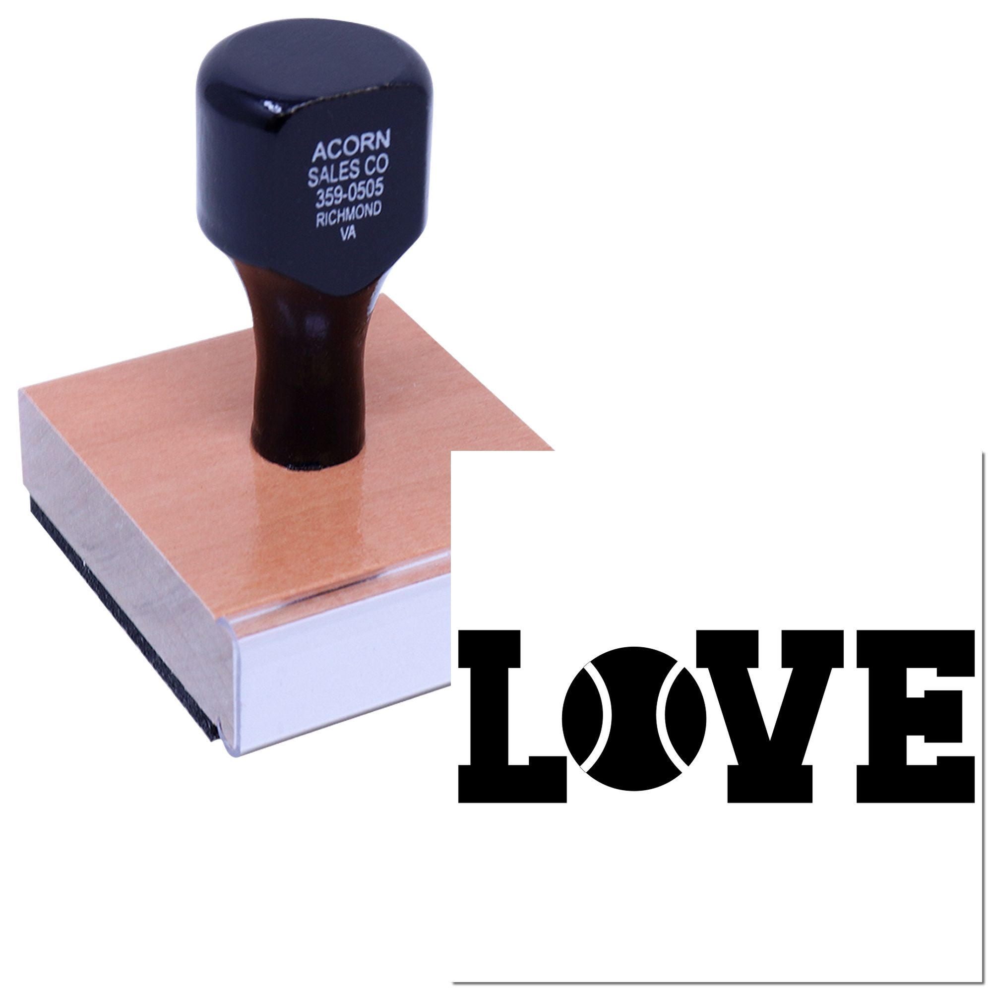 Custom rubber stamp with LOVE design for wedding invitations, crafts, and personalized stationery.
